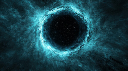 Wall Mural - colossal black hole devouring nearby star in cosmic abyss of darkness