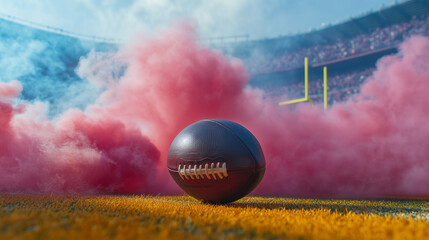 Wall Mural - Colorful smoke, american football, touchdown, super bowl