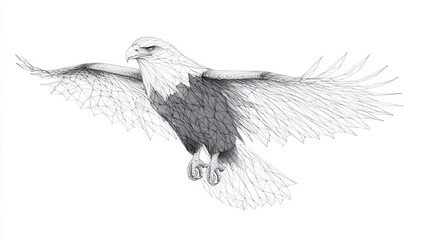 Poster - A stylized drawing of an eagle in flight, showcasing intricate line work and design.