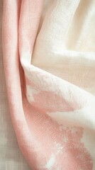 Poster - Soft pink and white burlap fabric with subtle faded patterns for crafting or decor projects