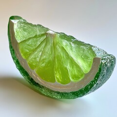 Poster - Freshly sliced lime with juicy green flesh resting on a bright surface