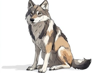 a cartoon wolf sitting on a white background