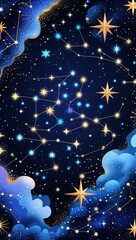 Wall Mural - Star constellation patterns background or illustration for celestial magic