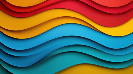 Poster - Colorful Layered Paper Waves Creating an Artistic Background for Creative Projects