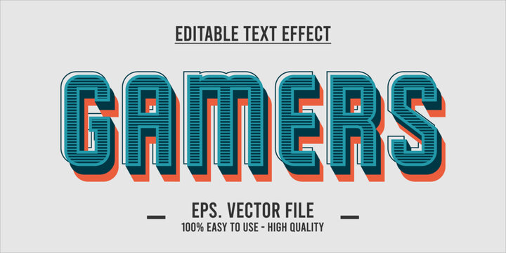 typography GAMERS word art illustration, editable text effect