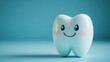 © InspirationDesign - Sweet tooth mascot on turquoise background, pediatric dentistry concept