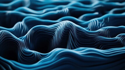 Poster - Abstract wave-like patterns in blue tones, creating a fluid, dynamic visual effect.