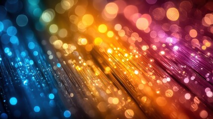 Poster - Vibrant Bokeh Lights in Rainbow Colors Creating an Abstract Background with Sparkling Particles and Soft Glows for Modern Design Projects