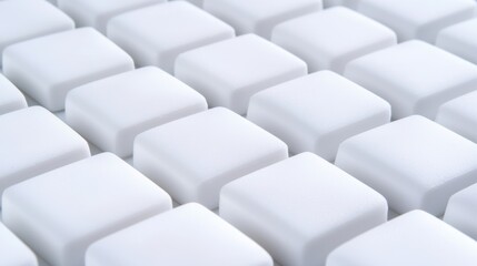 Poster - Close-Up View of Uniform White Square Buttons on a Smooth Surface Background