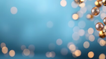 Poster - Blue background with a bunch of gold colored balls
