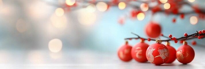 Poster - Red and gold ornament is on a branch