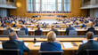 © Robert Kneschke - Large parliamentary assembly convening within a modern government building setting