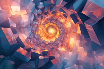 Poster - Abstract Crystal Tunnel Swirling Light And Color
