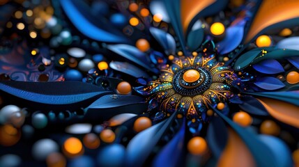 Poster - A colorful flower made of small beads and balls