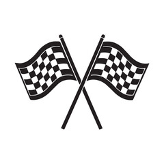 Fototapete - Two crossed checkered flags silhouette. Racing flag vector. Perfect for sports and finish line designs.