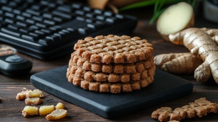 Wall Mural - Triple-Ginger Rye Cookies With Copy Space 