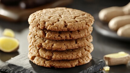 Wall Mural - Triple-Ginger Rye Cookies With Copy Space 