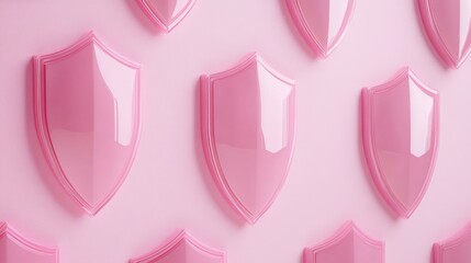 Poster - Elegant pink shields displayed against a subtle pastel backdrop, evoking themes of online safety and encryption.