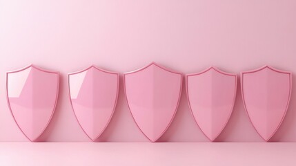 Poster - Elegant pink shields displayed against a subtle pastel backdrop, evoking themes of online safety and encryption.