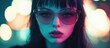 © The 2R Artificiality - hipster girl portrait with soft focus and vintage film filter featuring neon colors on a blurred urban background with ample copyspace for text