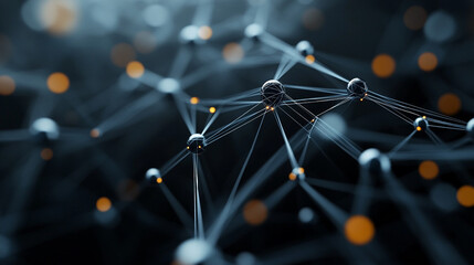 Leinwandbilder - Abstract representation of a network structure with connected nodes and glowing points