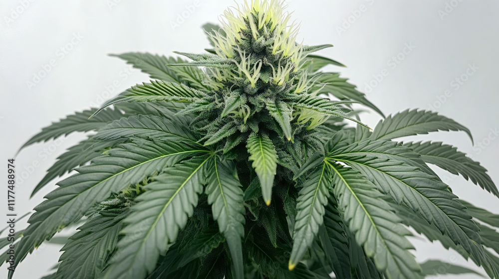 Marijuana plant on white background.A plant with green leaves.Marijuana