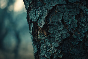 Close up of rough tree bark showing intricate textures in nature