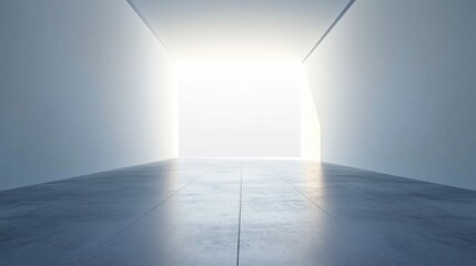 Poster - empty corridor with soft light illuminating a minimalist space in cool gray tones, ideal for success