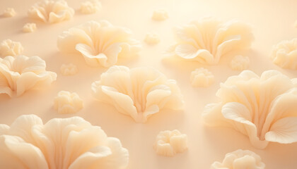 Wall Mural - subtle shimmering creamy beige mushroom texture for digital design and calming architectural visuali
