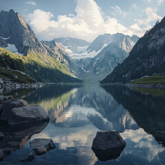 beautiful view of the lake and the mountains in the background