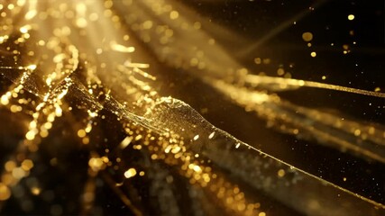 Poster - stunning golden light beams create abstract background filled with shimmering particles and textures