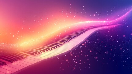 Poster - Celestial Piano Keys, A Symphony of Color and Light with a Magical Touch