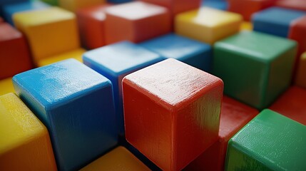 Aufkleber - Intro to programming demonstrated with colorful blocks in a visual programming interface Stock Photo with side copy space
