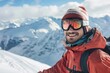 © JLAJ - Vibrant Color Image of Happy Male Snowboarder with SnowCapped Mountains in Background