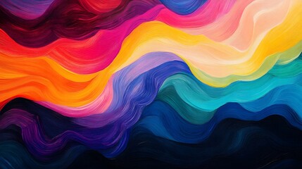 Poster - Vibrant abstract art displaying colorful waves art gallery painting creative environment artistic perspective