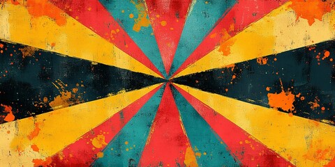 Poster - Vibrant radial pattern with rich colors and texture in abstract design suitable for artistic projects and backgrounds