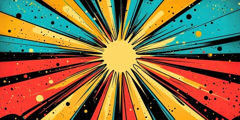 Poster - Colorful explosion of rays emanating from a central point creates vibrant visual impact in artistic design