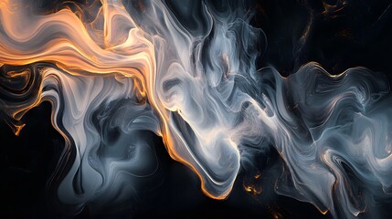 Poster - Dynamic abstract swirls digital art creative composition dark background high-contrast colors visual aesthetics