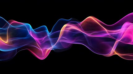 Leinwandbilder - Dynamic color waves in abstract art digital space graphic design dark background vibrant contrast for visual impact