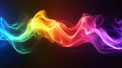 Poster - Vibrant colorful wave movement abstract design digital art dark background modern aesthetic