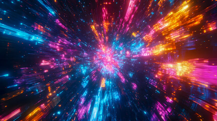 Aufkleber - Bright and Colorful Abstract Light Burst in a Dynamic Space Environment with Vivid Colors and a Sense of Motion and Energy