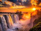 Majestic Silhouette of Victoria Falls, Zimbabwe Zambia Border, Africa
