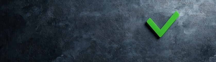 Poster - A green checkmark on a dark textured background, symbolizing approval or correctness.