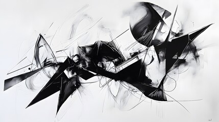 Poster - Dynamic abstract art composition modern gallery artwork minimalistic space aerial view creative expression