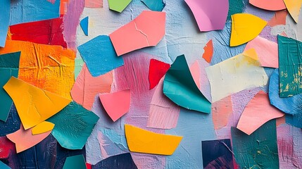 Poster - Colorful paper collage art studio setting digital artwork creative environment close-up perspective visual exploration