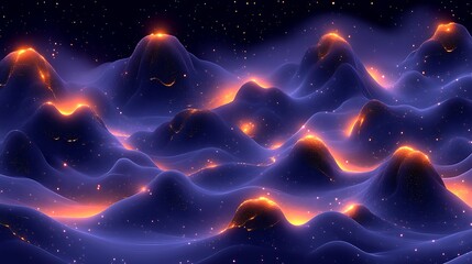 Wall Mural - Glowing Peaks in a Digital Landscape