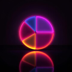 Poster - Vibrant neon pie chart illustration glowing against a dark background.
