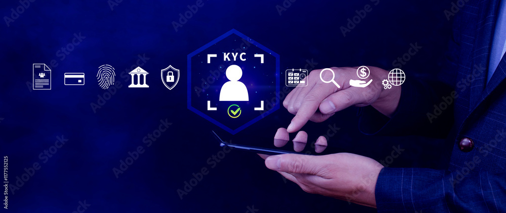 KYC, verification concept, KYC Know Your Customer Technology. Business ...