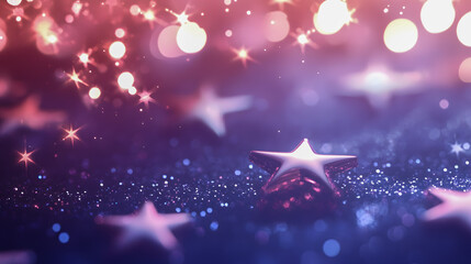 Poster - Shimmering Stars and Glittering Sparkles on a Soft Purple Background for Festive and Celebratory Themes
