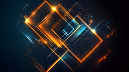 Poster - Dynamic abstract light patterns digital space graphic design dark environment close-up view modern concept art